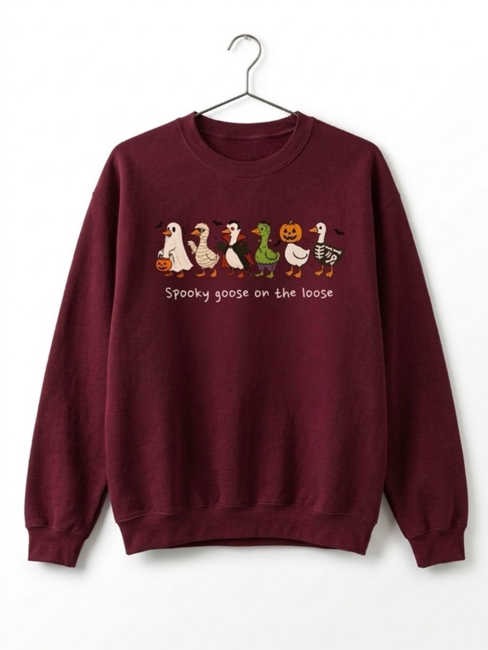 Antique CherryRed Burgundy Halloween Goose Crewneck Sweatshirt